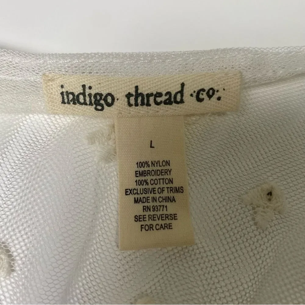 Indigo Thread Co. Boho Beachy Embroidered Cardigan/Swim Cover Up Women's Size L